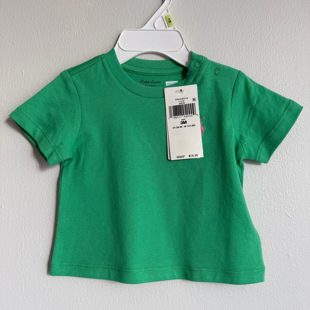 Ralph Lauren Vibrant Green Kids Tee Size 3 Months